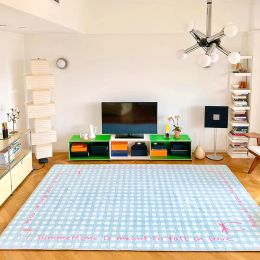 Art Rug Blue Plaid Living Room Carpet Minimalist Bedroom Rug Comfortable Soft Large Area Carpet Anti-slip Carpets Easy Care Rugs