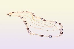 Luxury Korean Designer multilayer Necklace Pendant Pearl Chain Necklace f288B2566635