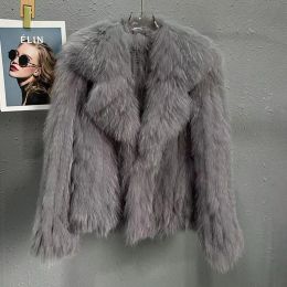 New Arrival Knitted Real Natural Fur Coat Women's Genuine Fox Fur Jacket Overcoat Girl's Fur Outwear YE5902