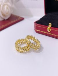 New Luxury Jewelry Women Band Ring Gold Rivet with Diamond Rings for Couple Gear Designer Punk Style Stainless Steel Silver fashio1471858