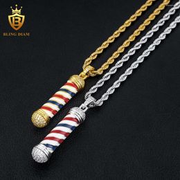 Pendant Necklaces Micro Inlaid Hip-Hop Necklace With 3mm Fried Dough Twists Chain Iced Out Exquisite Bling Jewellery Fashion Trendy Creative