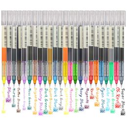 Pens 24 Colors/set Straight Liquid Gel Pen Stationery Supplies Office Gel Pens Ballpoint Pens 0.5mm Colorful Rollerball Pens 040300