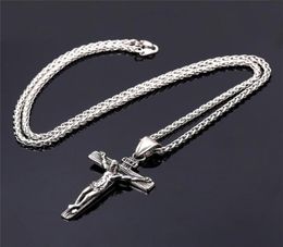 Chains Religious Jesus Cross Necklace For Men Gold Stainless Steel Crucifix Pendant With Chain Necklaces Male Jewellery Gift2302965