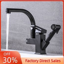Kitchen Sink Pull-out Faucet Multifunctional Bathroom Washbasin Rotatable Cold And Hot Water Mixing Robot Faucet