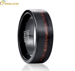 Trendy Wedding Band Black Matte Pure Carbide Tungsten Engagement Ring for Men Acacia Wood Mens Rings Gift Jewelery2077051