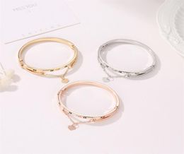 Rose Gold Stainless Steel Bracelets Bangles Female Heart Forever Love Brand Charm Bracelet for Women Famous Jewelry2238217