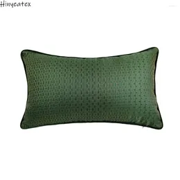 Pillow Contemporary Geometric Woven Dark Green Small Checks Velvet Pipping 30x50cm Home Decor Case Soft Lumbar Cover