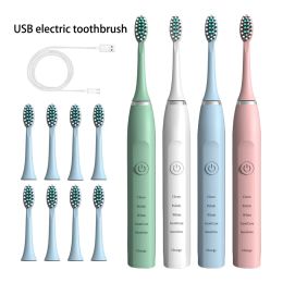 Sonic Electric Toothbrush 8 Brush Heads Teeth Clean Cleaning for Adults Ultrasonic Automatic Vibrator Whitening IPX7 Waterproof