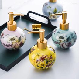 Liquid Soap Dispenser 300ml Ceramic Sub-bottle Color Flower And Bird Decoration Container Bathroom Accessories Home Shampoo Makeup Remover