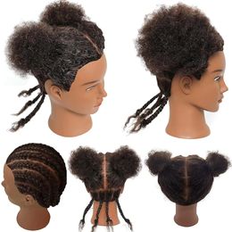 Afro Mannequin Head 100% Real Hair Traininghead Styling Head Braid Hair Dolls Head for Practising Cornrows and Braids 6inches 240403