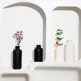 Minimalist Ceramic Vase Nordic Black and White Flower Vases Home Living Room Dried Flower Pot Decor Korean Style Home Decoration