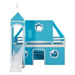 Twin Size Bunk Bed,Castle Elements Bed,Unique design Bunk Bed with Slide Blue Tent and Tower,Suitable for children bedroom