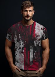2024 Men's Rose Red Printed Short sleeved Summer T-shirt Designer T-shirt Men's Luxury Brand Short sleeved Hip Hop Street Clothing Top Shorts Casual Clothing DDTX155