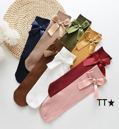 New 2020 bows girls designer stockings fashion cotton girls socks princess kids socks girls knit knee high sock kids stocking B3361375214