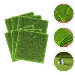 Decorative Flowers 6 Pcs Decorate Mini Lawn Artificial Plant Miniatures Garden Grass Pvc Small Mat