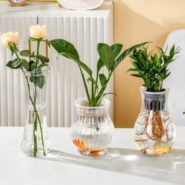Vases Self Watering Hydroponic Flower Pot Creative Transparent Floor-standing Aquatic Plant Container Plastic Simple Home Decor