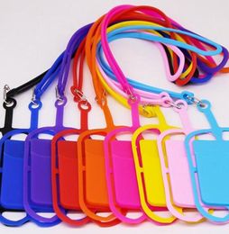 Universal Credit ID Card Bag Holder Silicone Lanyards strap pouch card slot Necklace Sling holder For iphone X XS MAX XR 8 7 6 Plu8433187