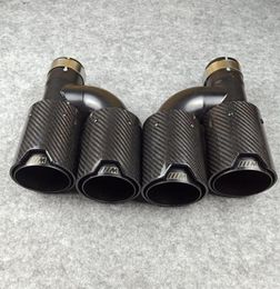 One pair H style carbon fiber exhaust end tips auto muffler Glossy Black stainless steel for Bmw with M logo233k83050186271026