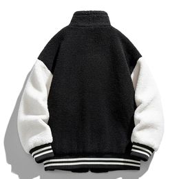Bomber Fleece Jacket Men Zippered Jacket Winter Thicked Embroider Granular Cashmere Parkas Warm Cotton-Padded Jacket Fashion