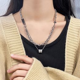 Xiao Man Waist Pendant Double Layered Layered Necklace for Womens New Unique Design Simple and Exquisite Versatile High End Collar Chain