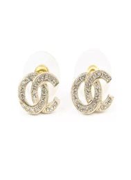 Letter Earrings Studs Women Fashion Simple Designer Rhinestone Pendant Ear Charm Street Party Jewellery Lucky Gold White K C9902463
