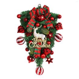 Decorative Flowers Christmas Deer Wreath Outdoor For Front Door Holiday Party Decorations