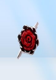 925 Sterling Silver Ring Red Rose Vintage Ring Platinum Colour For Women Fine Jewellery Statement Rings Minimalism Style VICHOK9855168533366