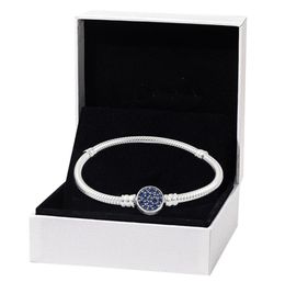 Womens Classic 925 Sterling Silver Bracelets Fit Beads Charms Blue Buckle Top Quality Bone Chain Bracelet Luxury Designer Lady Gift With Original Box8160902