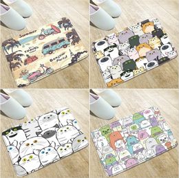 Bath Mats Cartoon Cars Bathroom Mat Small Animals Kitchen Toilets Front Hall Welcome Flannel Non-Slip Rugs Washable Home Decoration