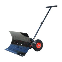 Wheeled Snow Shovel Pusher Metal Rolling Removal Tool for Garden