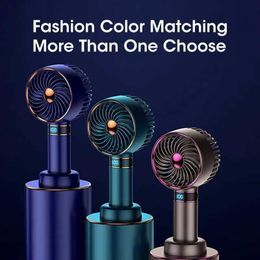 Electric Fans Handheld Electric Fan Digital Display New Usb Desktop Mini Portable Student Tiktok Small Fan Strong Wind Free Shipping