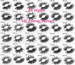 5D 25mm mink Longer Thick false eyelashes extended version 25mm fake eyelash 36style with clear tray cover package9299268