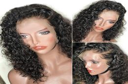 Short Bob Lace Front Human Hair Wig Brazilian Curly Human Hair Wigs With Baby Hair For Black Women 150 Density Short Lace Wig3991480