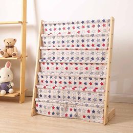 Wooden household floor-to-ceiling Magazine Rack Children's Picture Book Newspaper Rack School Student Book Rack