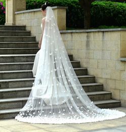 Bridal Veils new arrival Real Image 3D Flowers One Layer 3M Luxury High Quality Long Wedding Veil1567156