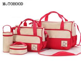 MOTOHOOD 3928517CM 5pcs Baby Diaper Bag Suits For Mom Bottle Holder Mother Mummy Stroller Maternity Nappy Bags Sets 2202225887488