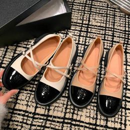 Casual Shoes 2024 Spring Genuine Cow Leather Round Closed Toe Sweet Lolita Girls Mary Janes Ballet Flats Cross-strap