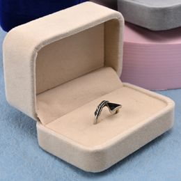 Velvet Ring Box Couple Double Ring Earrings Display Holder Case Proposal Engagement Wedding Marriage Anniversary Jewellery Packing