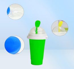 Silicone Slushy Slushie Maker Ice Tumblers Cup Large Frozen Magic Squeeze Slushi Making Cup Reusable Smoothie Cups Straw3873527