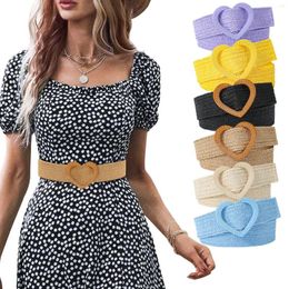 Belts Weight Belt Women Straw Woven Elastic Stretch Wide Waist For Dresses With Buckle Men Reversible