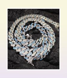 Iced Out Miami Cuban Link Chain Sea Blue Mens Gold Chains Necklace Bracelet Fashion Hip Hop Jewellery 9MM307x3869390