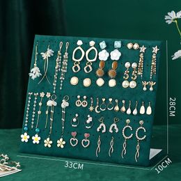 Dark Green Velvet Earrings Necklace Pendant Bracelet Display Stand Jewelry Display Organizer Holder Storage Case Rack