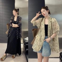 Women's Suits Big Size Blazer Women Suit Long Sleeve Printed Lightweight Blazers Shirts Loose Clothing Jacket Sun Protection