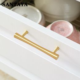 American Brass Furniture Handles Modern Simple Gold Door Knobs T-Bar Kitchen Cabinet Handle Long Pulls