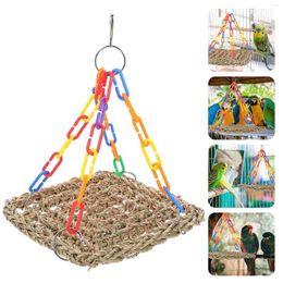 Other Bird Supplies To Climb Parrot Climbing Net Toys Seagrass Swing Hammock Metal For Parrots