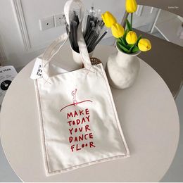 Bag Ladies Canvas Shoulder Red Fun Dancer Print Simple Shopping Student School LetterPrint Handbag Grils Casual Tote