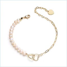 Beaded Pearl Bracelet Gold Plated 5-6Mm For Women Anniversary Gift Jewelry High-Gloss Drop Delivery Bracelets Dhgarden Dh0L4