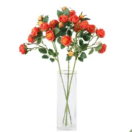 Decorative Flowers Simulate 7 Roses Rose Buds Wedding Celebration Hand Holding Flower Arrangements Pography Props Decoration