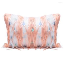 Pillow INS Fashion Pink Feather Cover For Living Room Square Princess Girl Bedroom Waist Pillowcase Home Decor Sofa