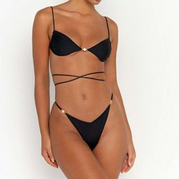 Bikini Quick Drying Nylon Swimsuit Women S Split Body Backless Sexy Strap Tight Fitting